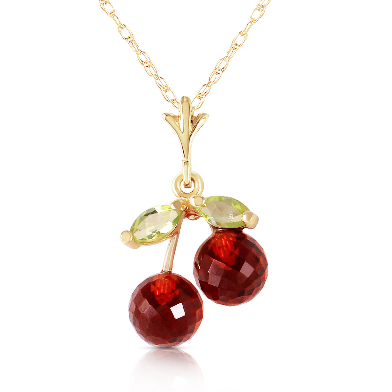 1.45 CTW 14K Solid Gold Cherry Pie Garnet Peridot Necklace