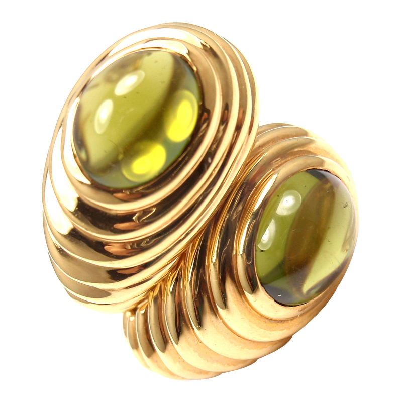 Bulgari Bvlgari 18k Yellow Gold Cabochon Peridot Earrings