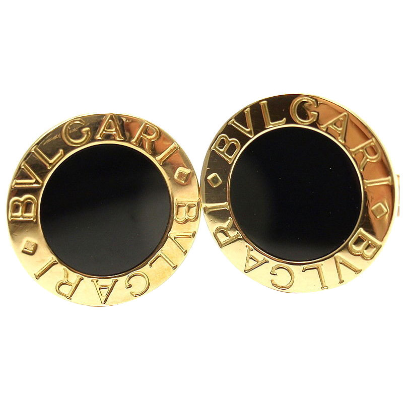 Bulgari 18K Yellow Gold Black Onyx Cufflinks