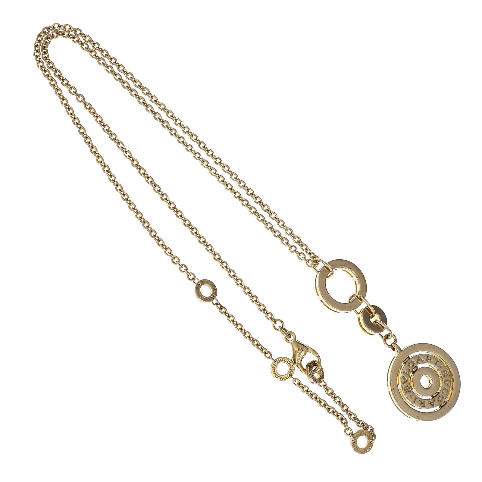 Bulgari Cerchi Astrale 18K Yellow Gold Circle Pendant Necklace 