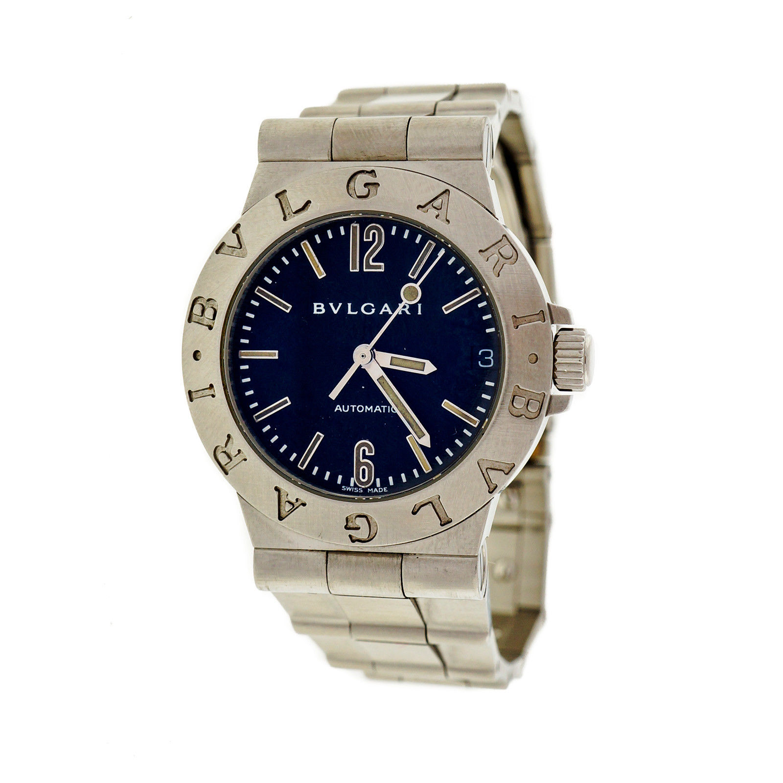 Bulgari Steel Automatic Diagano Black Dial Wrist Watch