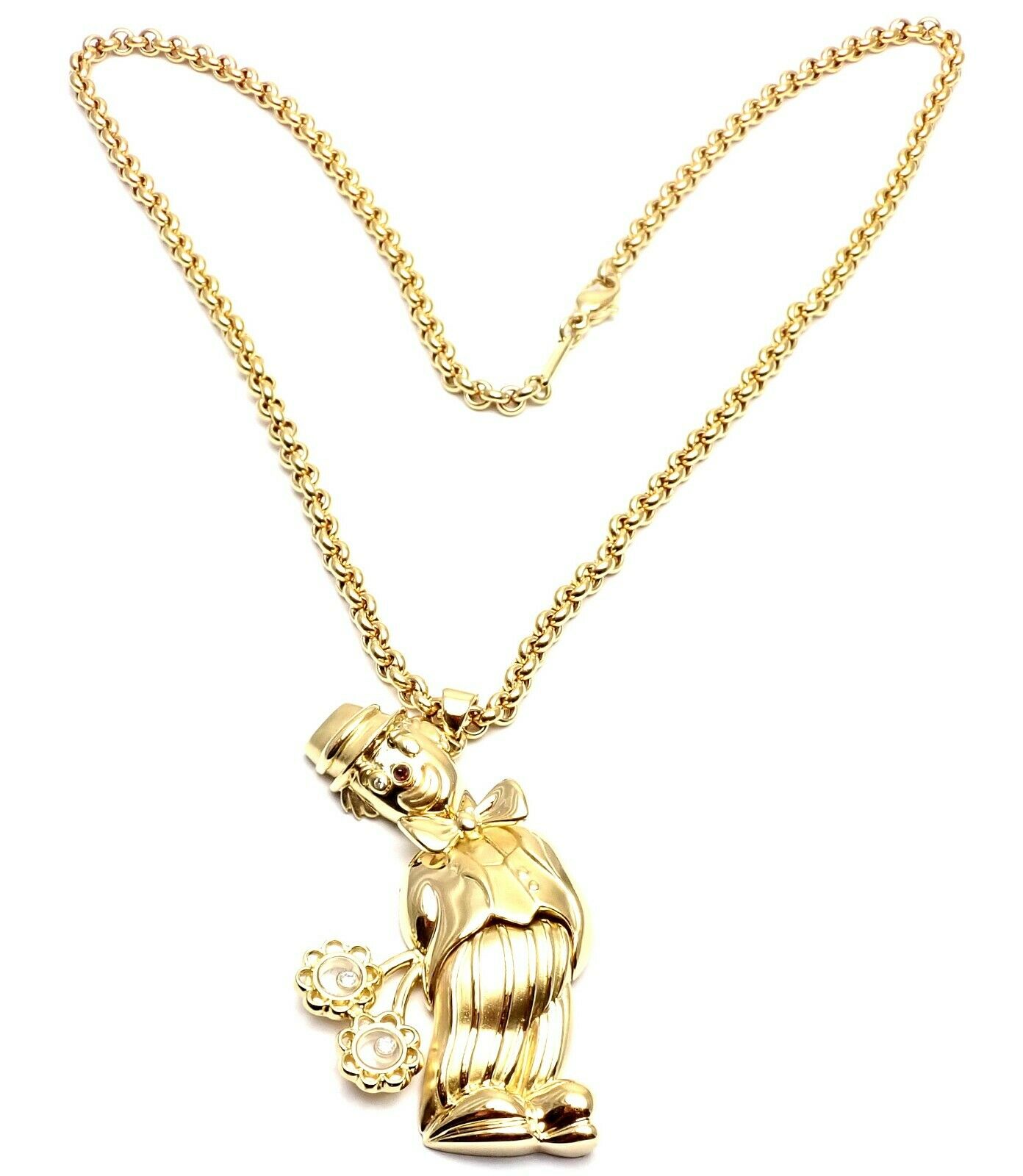 Chopard 18k Yellow Gold Large Happy Clown Flower Pendant Necklace