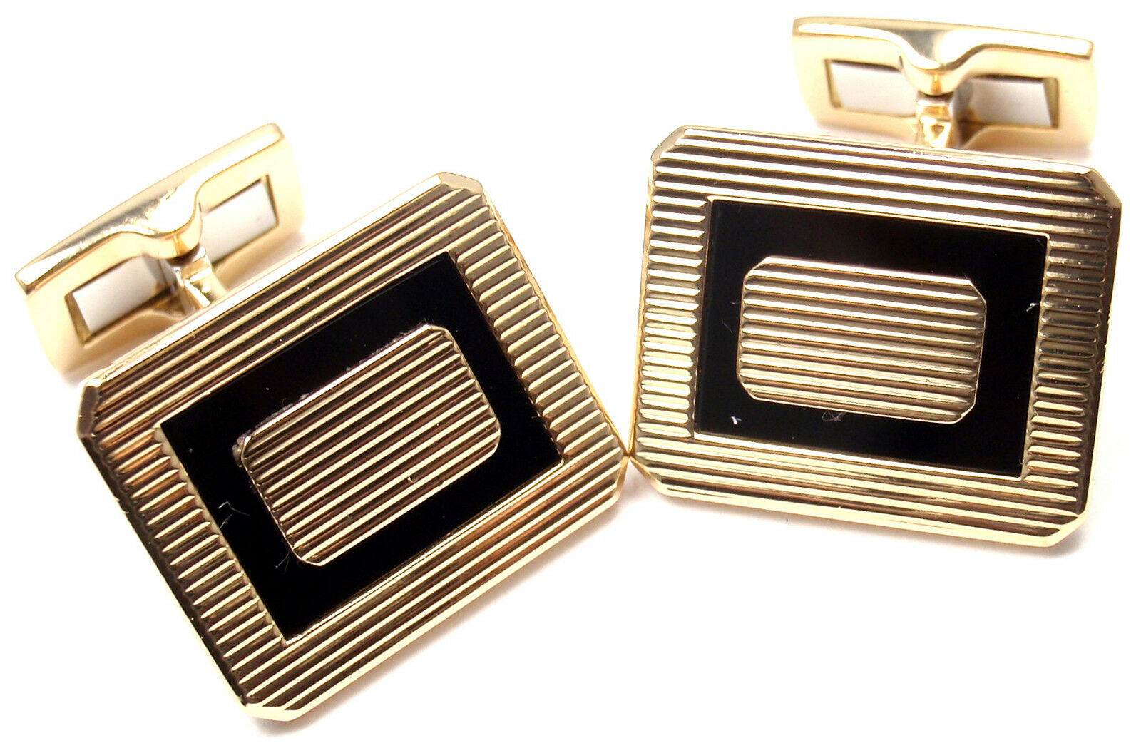 Piaget 18k Yellow Gold Black Onyx Cufflinks