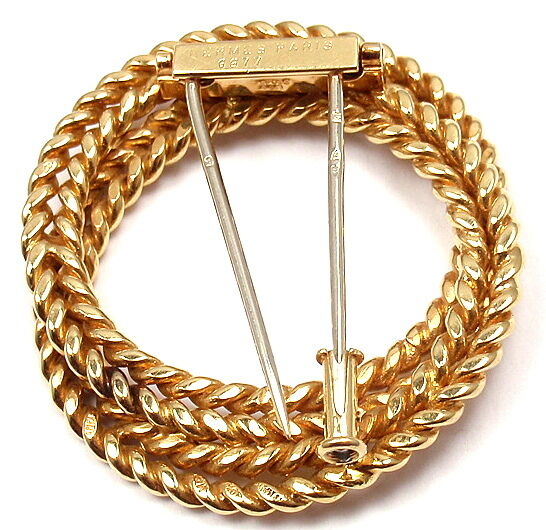 HERMES PARIS 18K YELLOW GOLD BROOCH PIN