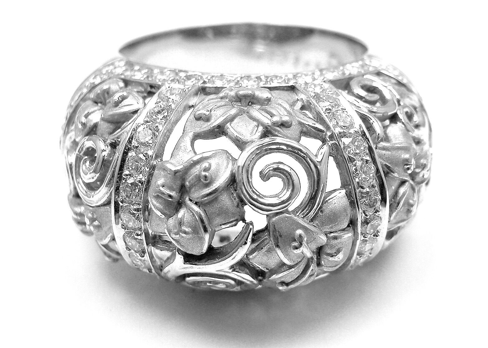 Carrera Y Carrera Taj Mahal 18k White Gold Diamond Ring Box Cert.