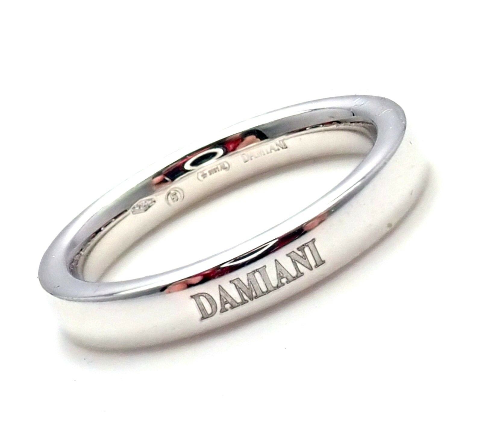 Damiani 18k White Gold 3.5mm Band Ring Sz 7.5