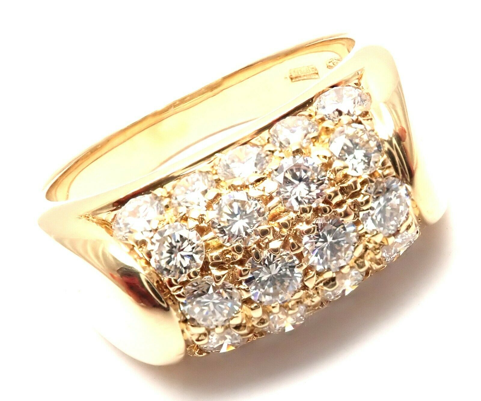 Authentic! Bulgari Bvlgari Tronchetto 18k Yellow Gold Diamond Band Ring