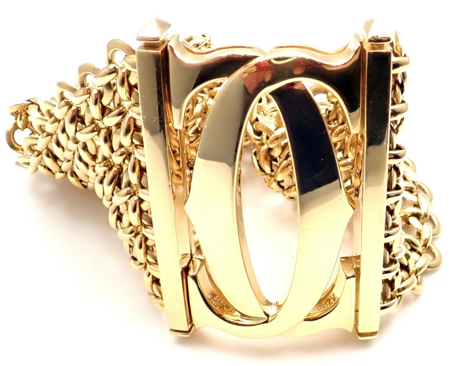 Authentic! Cartier Penelope 18k Yellow Gold Double C Seven-Row Link Bracelet