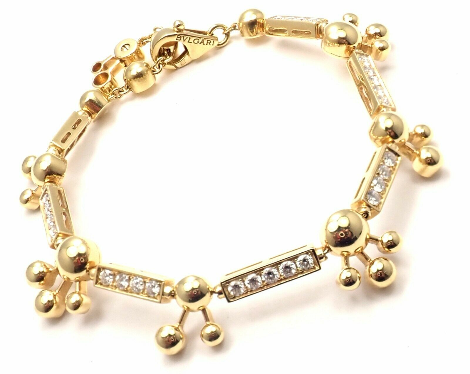 Authentic! Bvlgari Bulgari Astrale 18k Yellow Gold Diamond Link Bracelet
