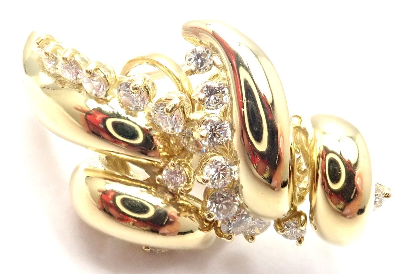 Tiffany  Co 18k Yellow Gold Diamond Swirl Earrings