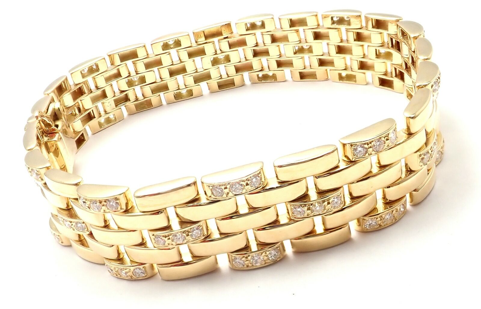 Cartier Maillon Panthere 18K Gold Diamond Five Row Link Gold Bracelet