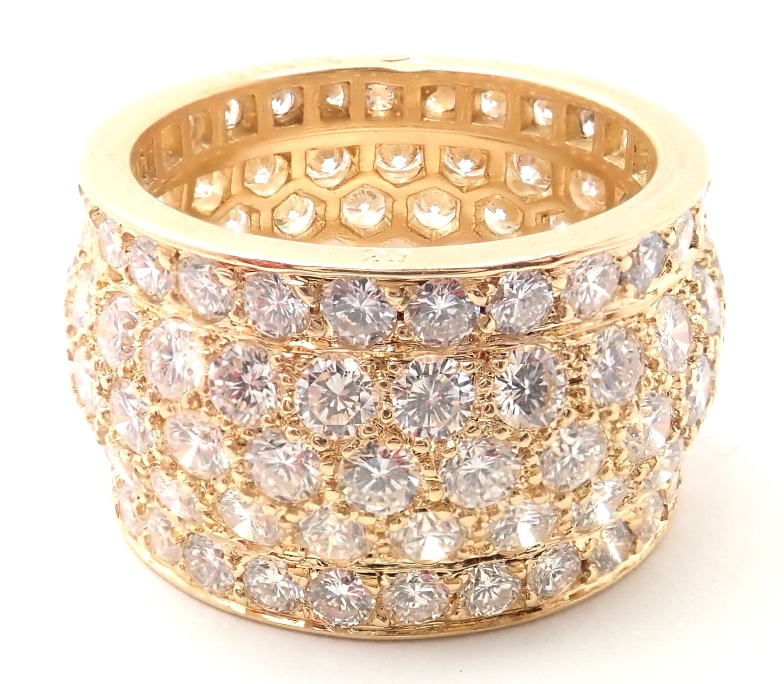 Authentic! Cartier Nigeria 18k Yellow Gold Diamond Wide Band Ring