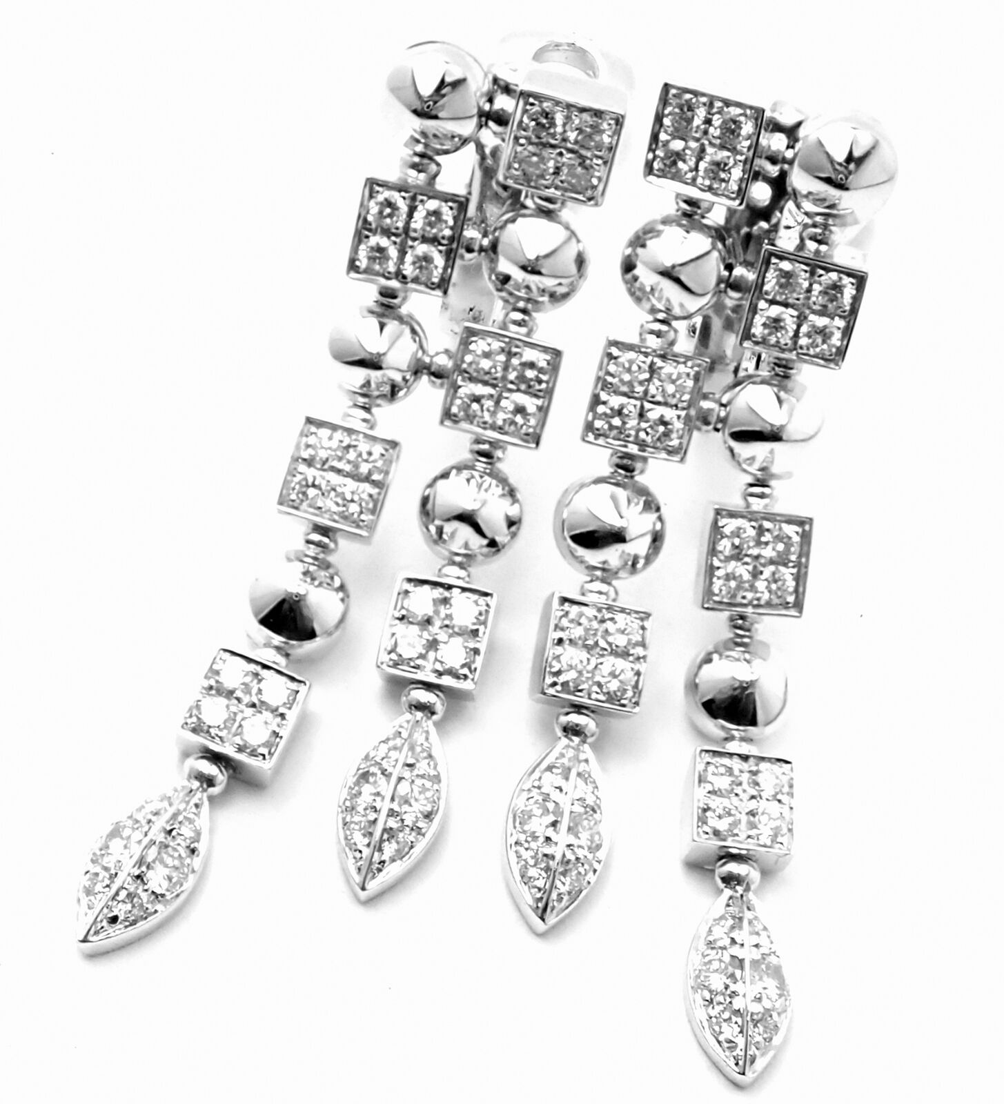 Bulgari Bvlgari Lucea 18k White Gold Diamond Long Drop Earrings