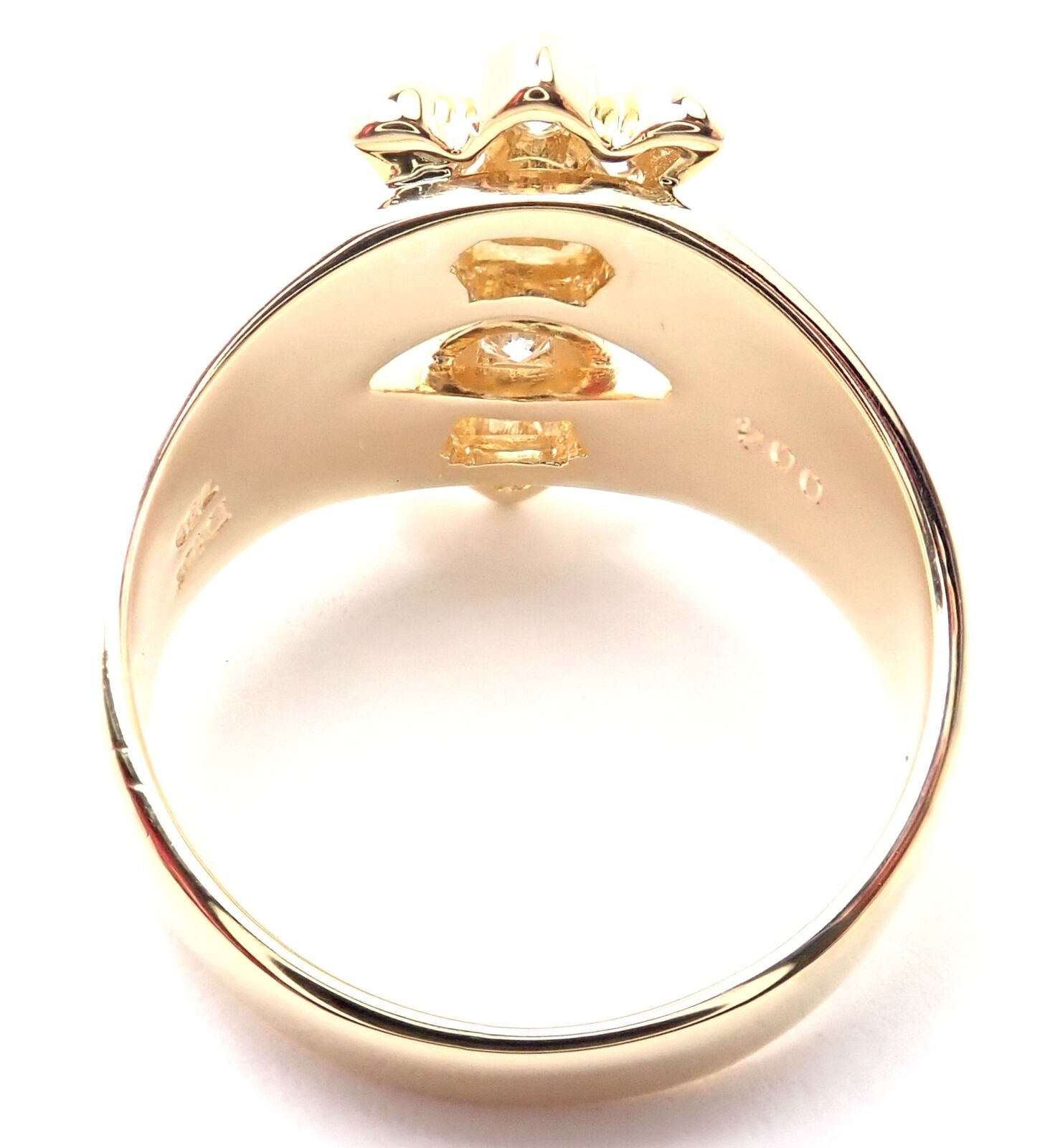 Rare! Authentic Christian Dior 18k Yellow Gold Diamond Flower