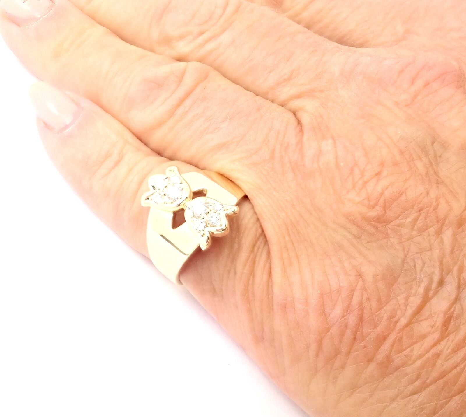 Rare! Authentic Christian Dior 18k Yellow Gold Diamond Flower
