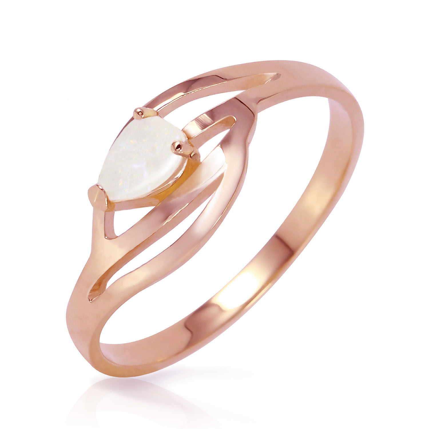 14K Solid Rose Gold Ring with Natural Opal