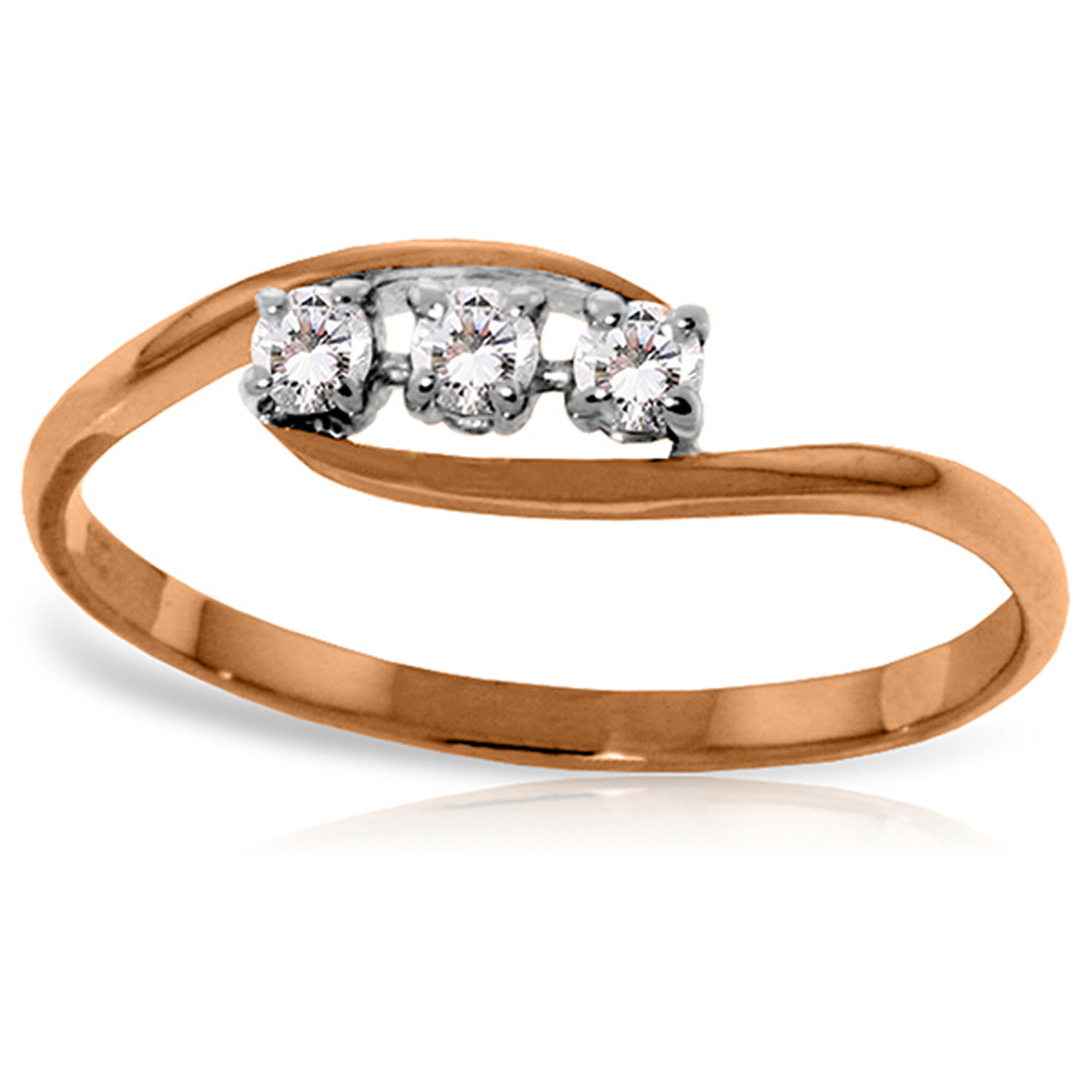 14K Solid Rose Gold Ring with0.15 CTW Natural Diamond