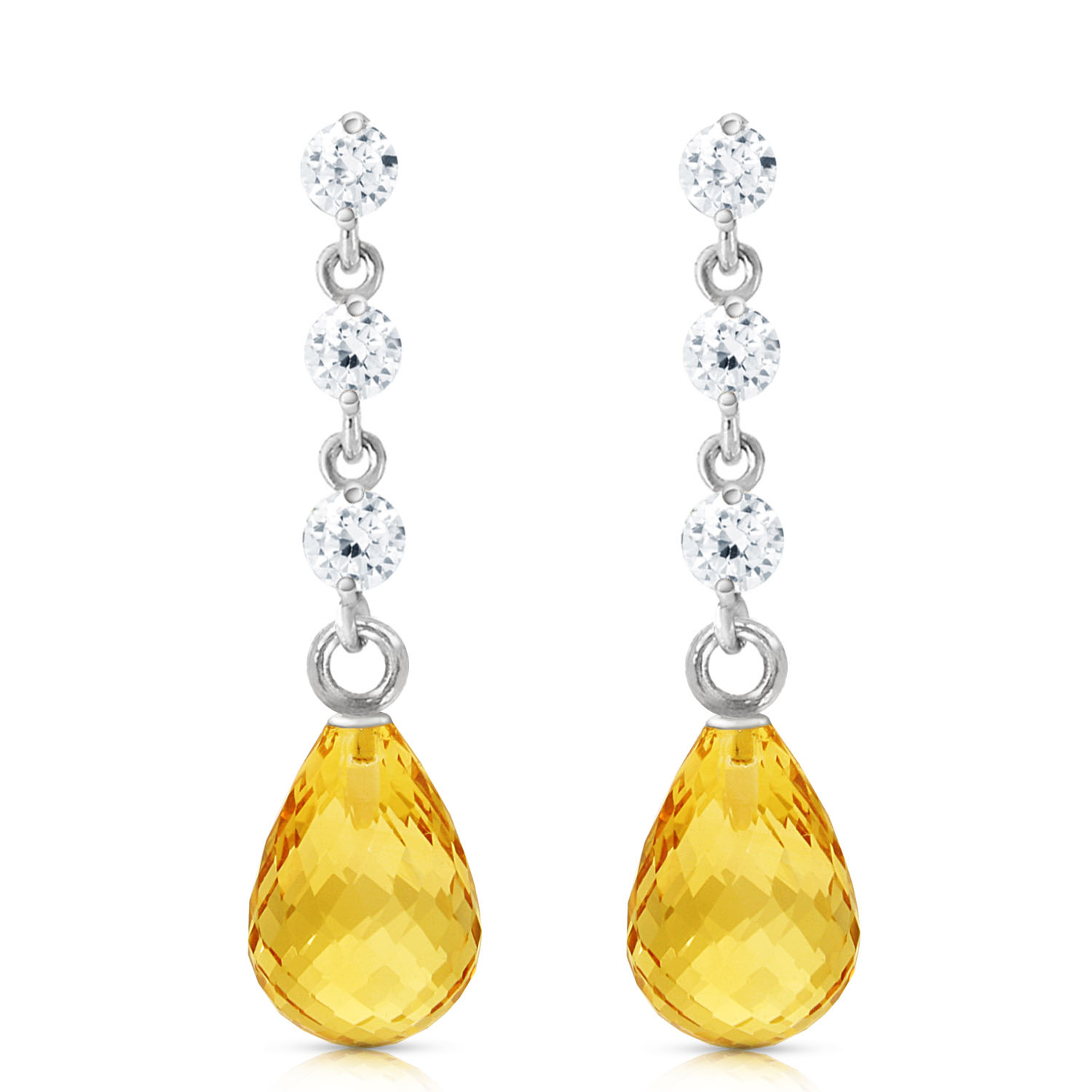 3.3 CTW 14K Solid White Gold I Surrender Citrine Diamond Earrings