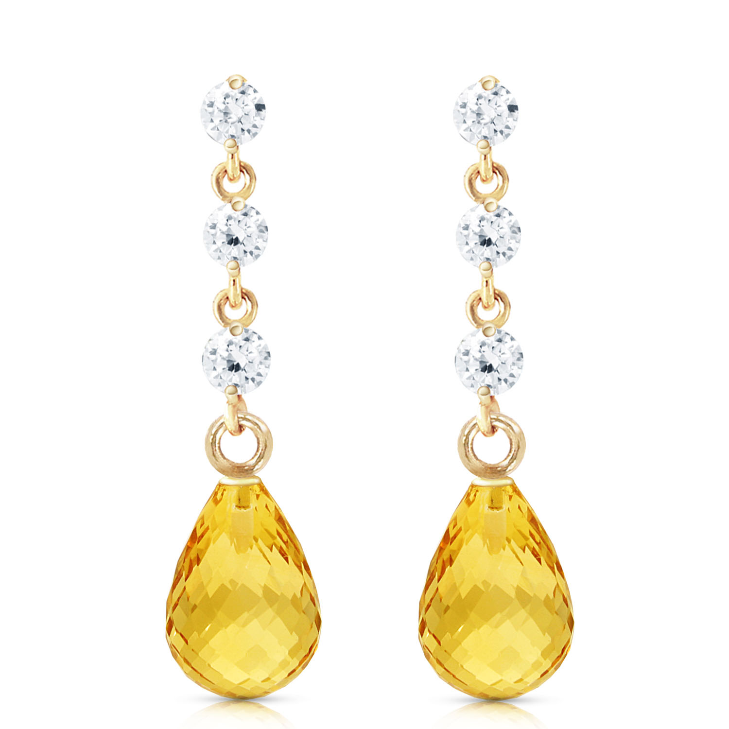 3.3 CTW 14K Solid Gold Queenie Citrine Diamond Earrings