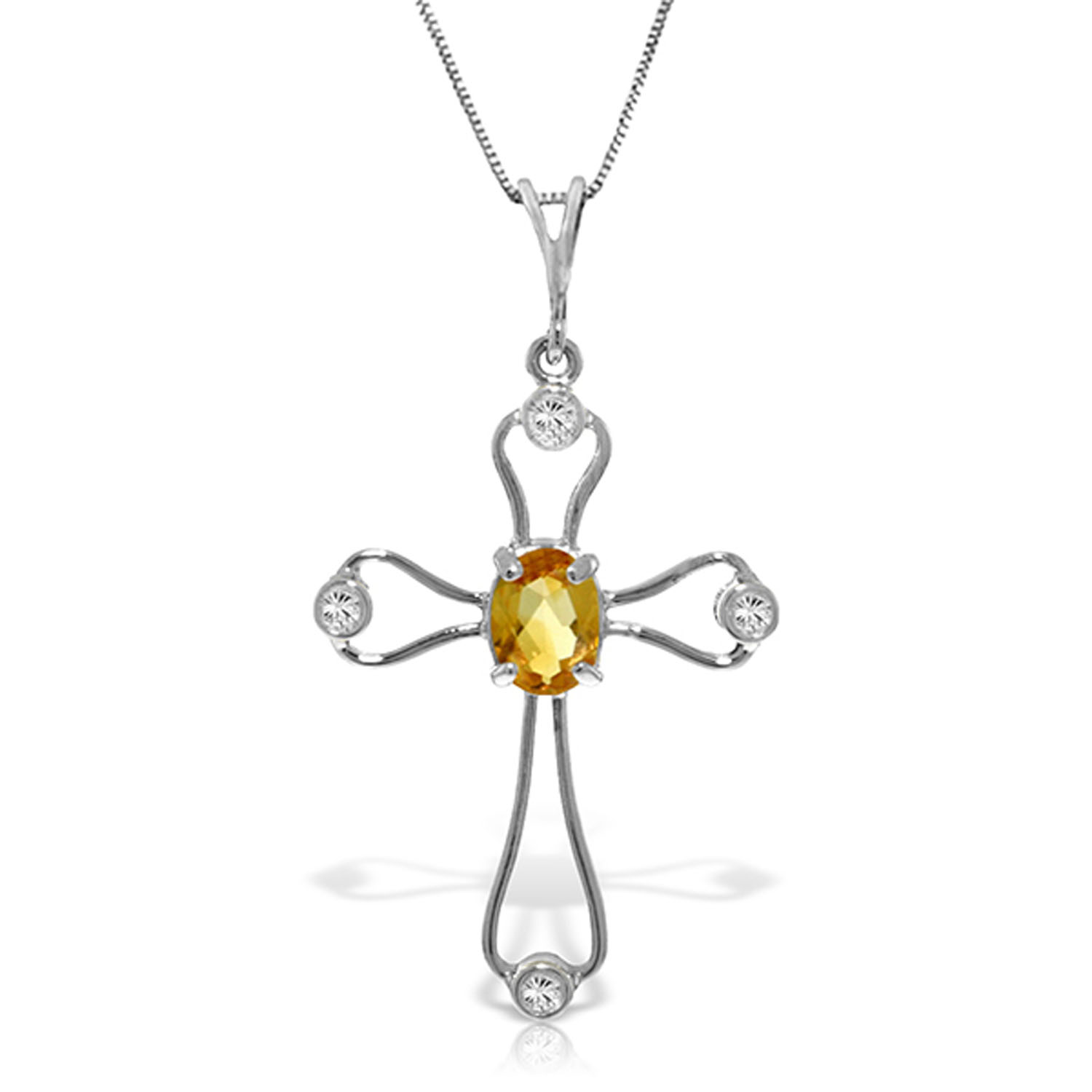 0.57 CTW 14K Solid White Gold Love Is Never Conceited Citrine Necklace