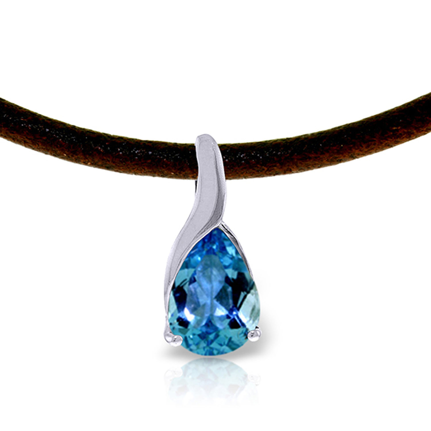 4.7 CTW 14K Solid White Gold Love Review Blue Topaz Necklace