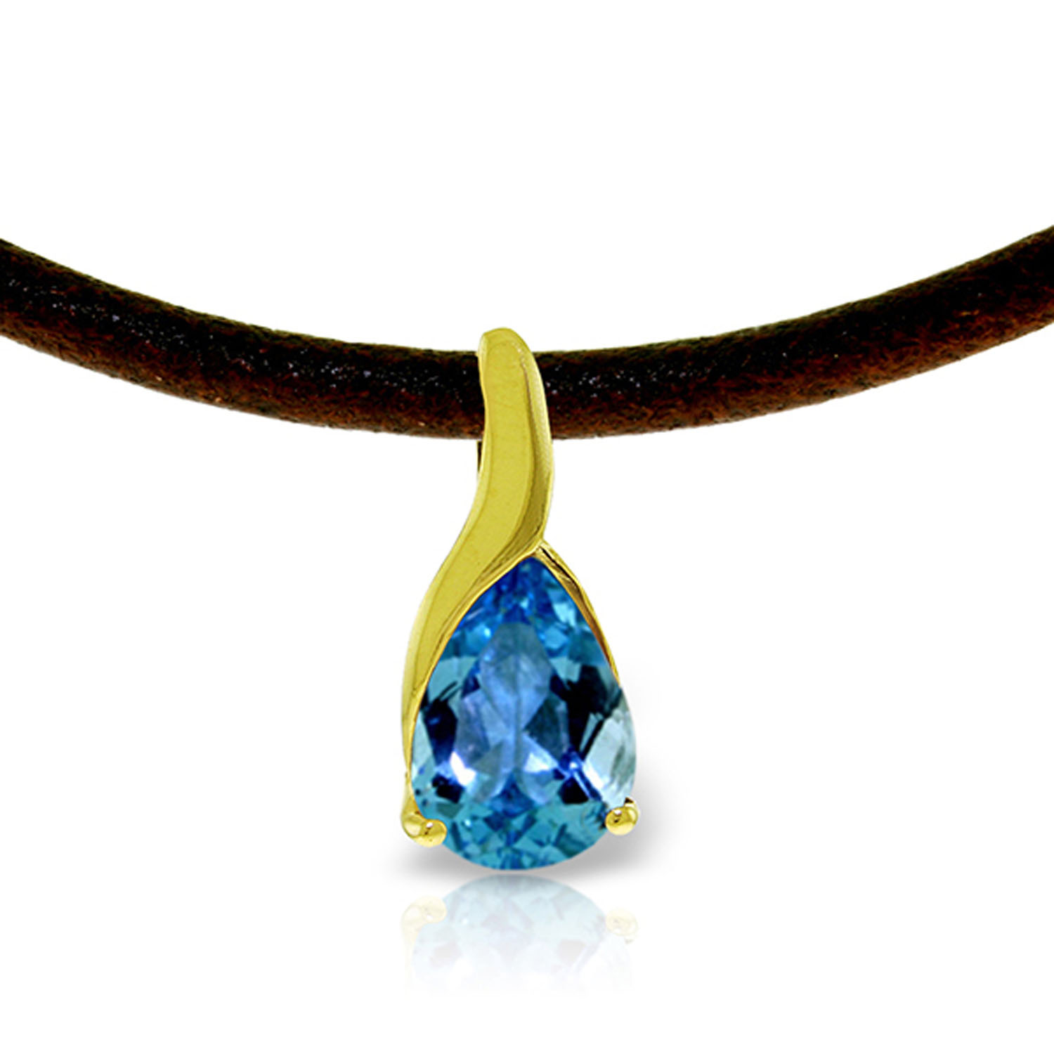 4.7 CTW 14K Solid Gold Admiration Blue Topaz Diamond Necklace