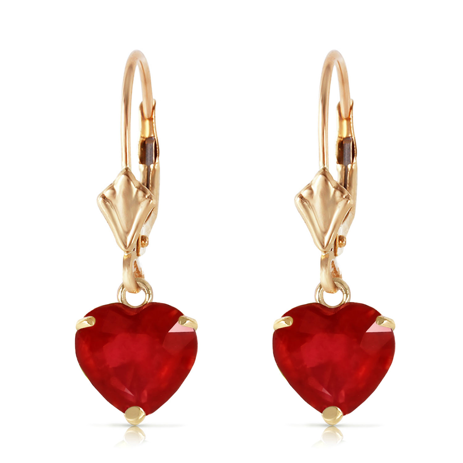 2.9 CTW 14K Solid Gold Cupid's Arrow Ruby Earrings