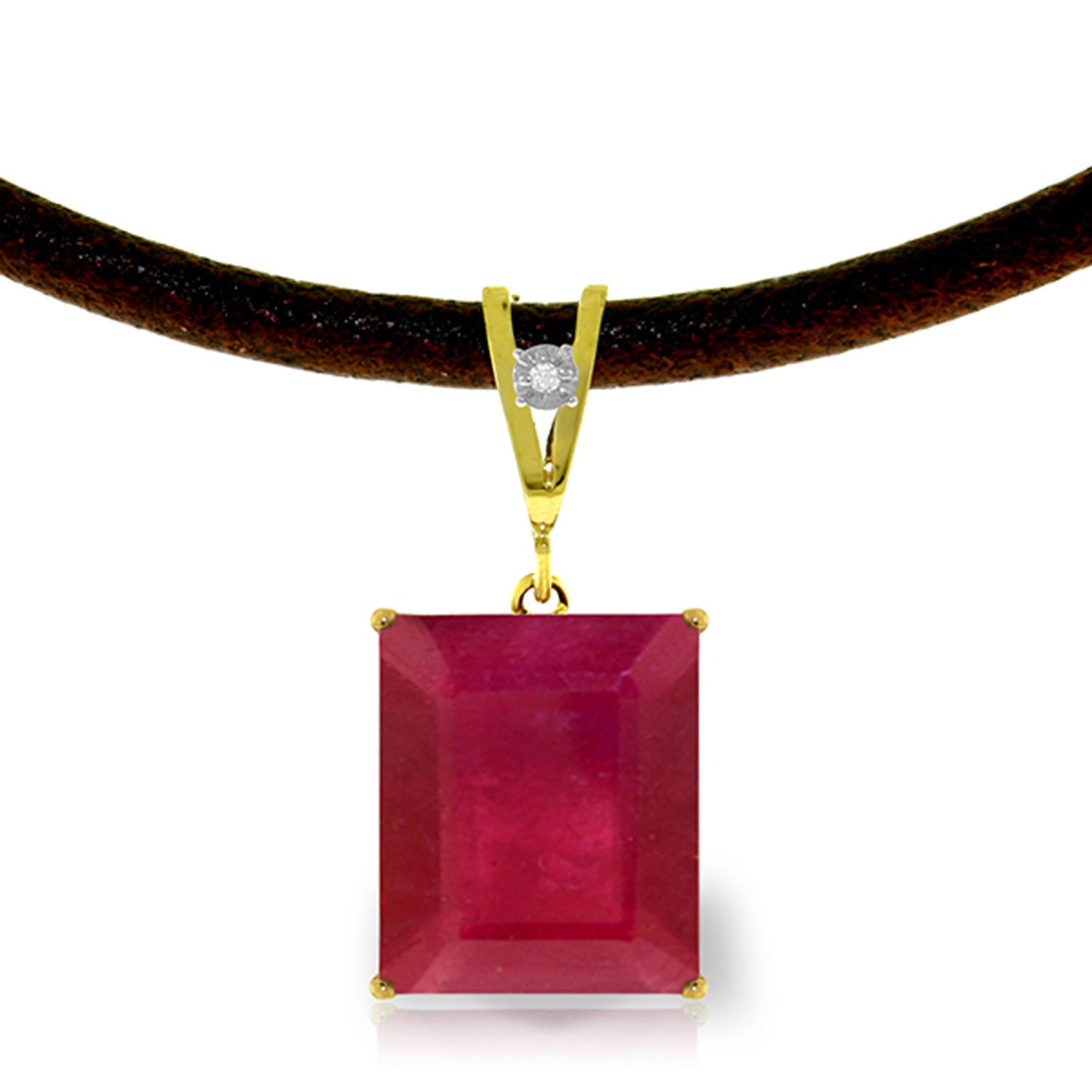7.51 CTW 14K Solid Gold Solitude Ruby Diamond Necklace