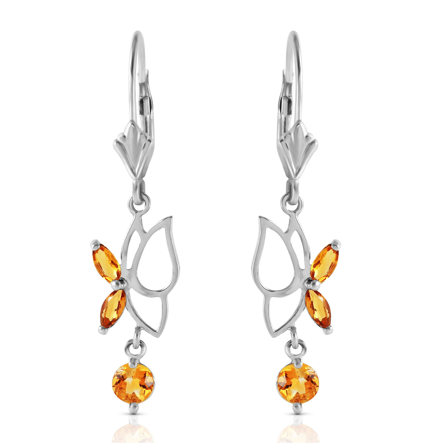0.8 CTW 14K Solid White Gold Irena Citrine Earrings