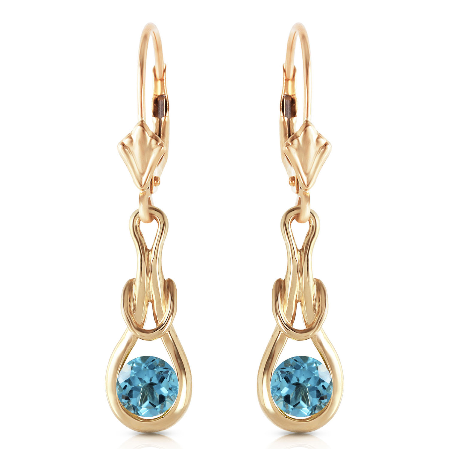 1.3 CTW 14K Solid Gold Elysian Blue Topaz Earrings