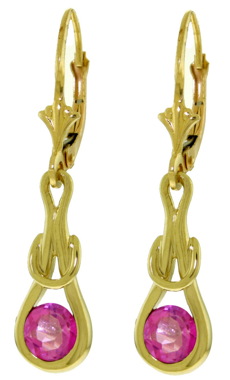 1.3 CTW 14K Solid Gold Leverback Earrings Natural Pink Topaz
