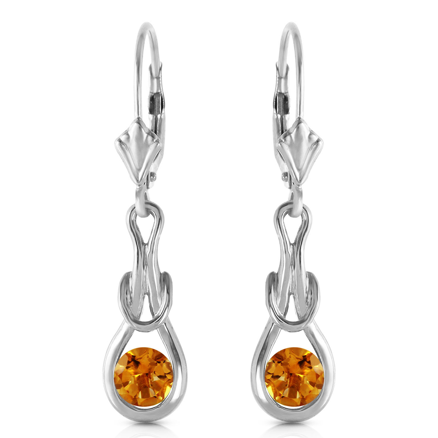 1.3 CTW 14K Solid White Gold Checkmate Citrine Earrings