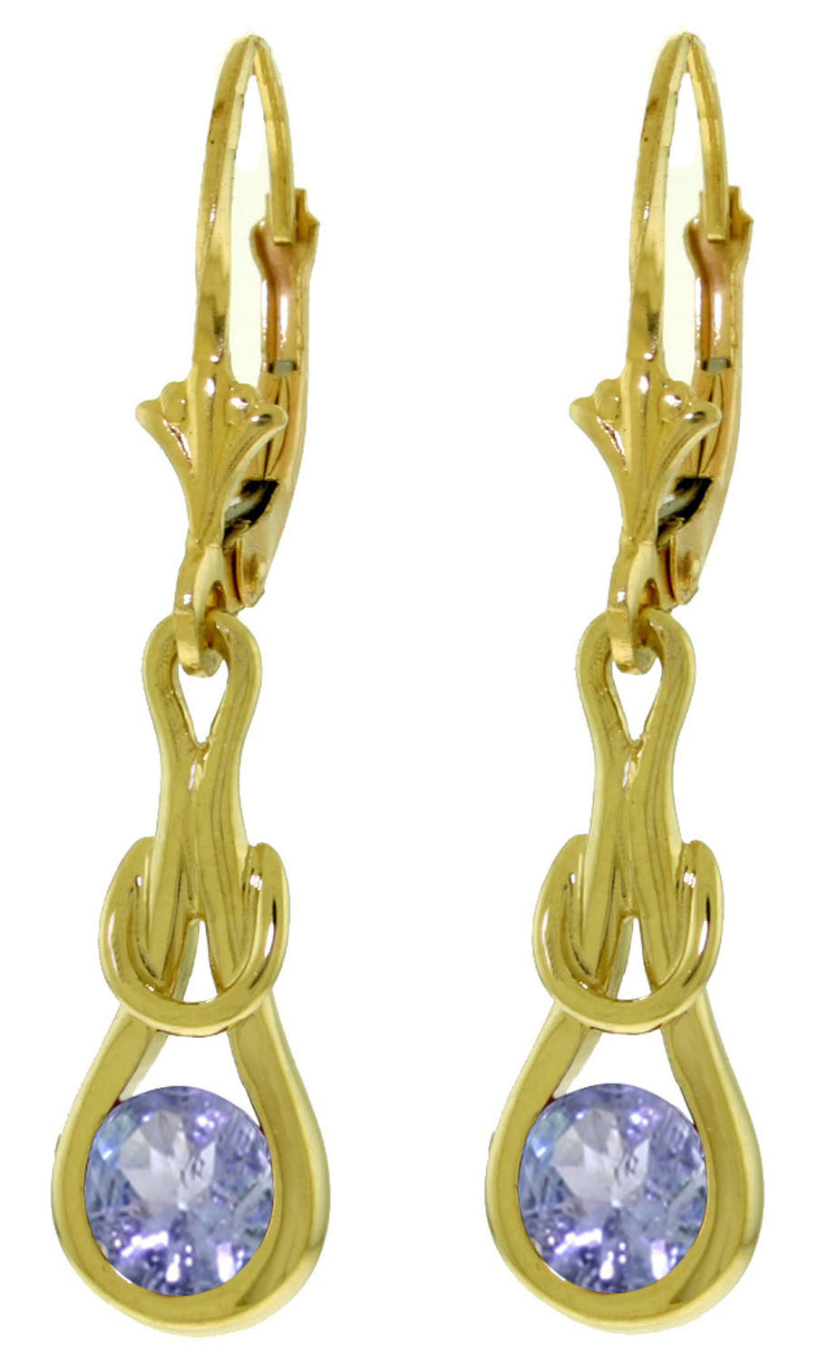 1.3 CTW 14K Solid Gold Leverback Earrings Natural Tanzanite
