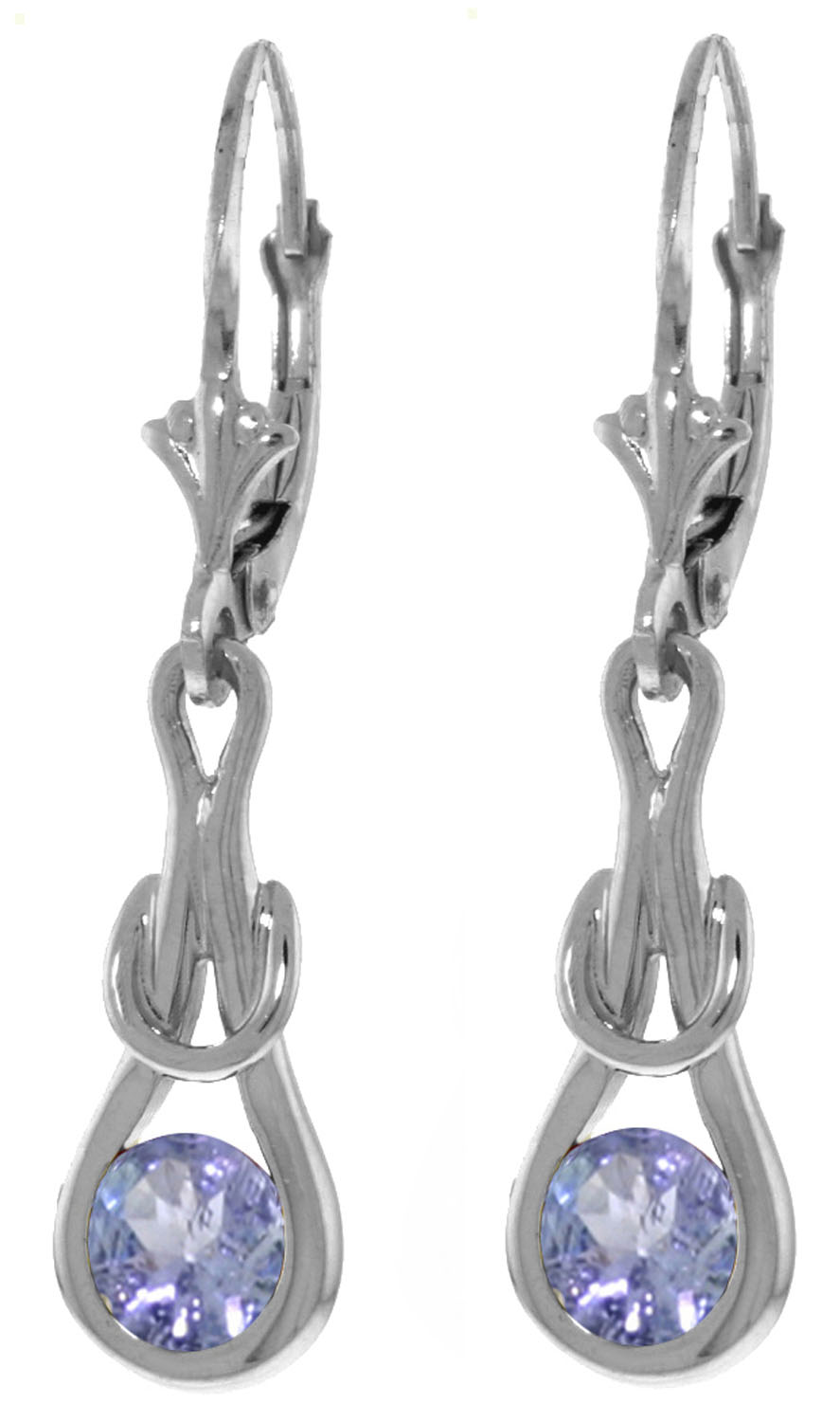 1.3 CTW 14K Solid White Gold Leverback Earrings Natural Tanzanite