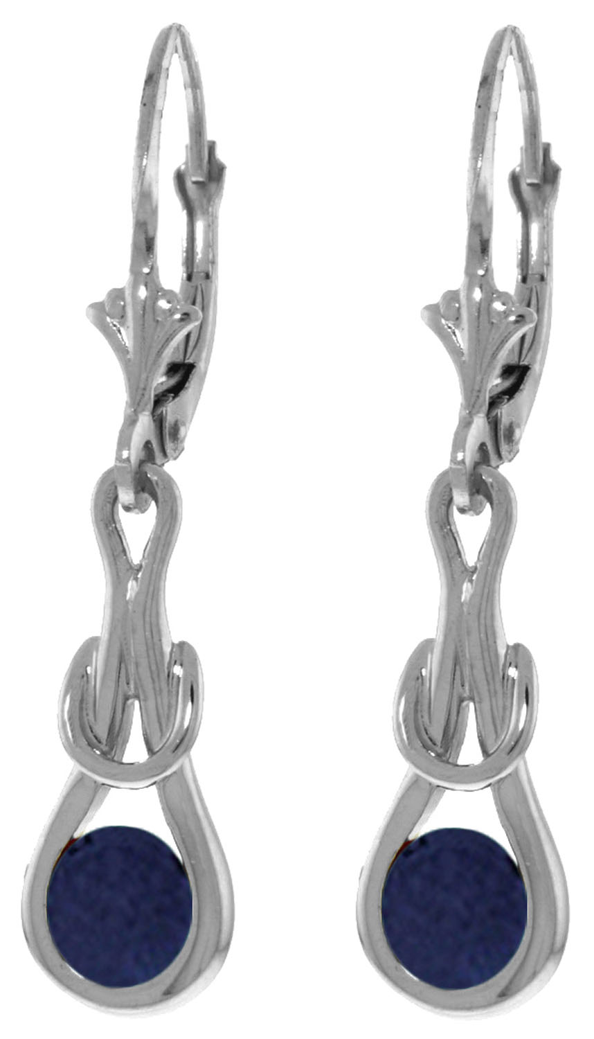1.3 CTW 14K Solid White Gold Leverback Earrings Natural Sapphire