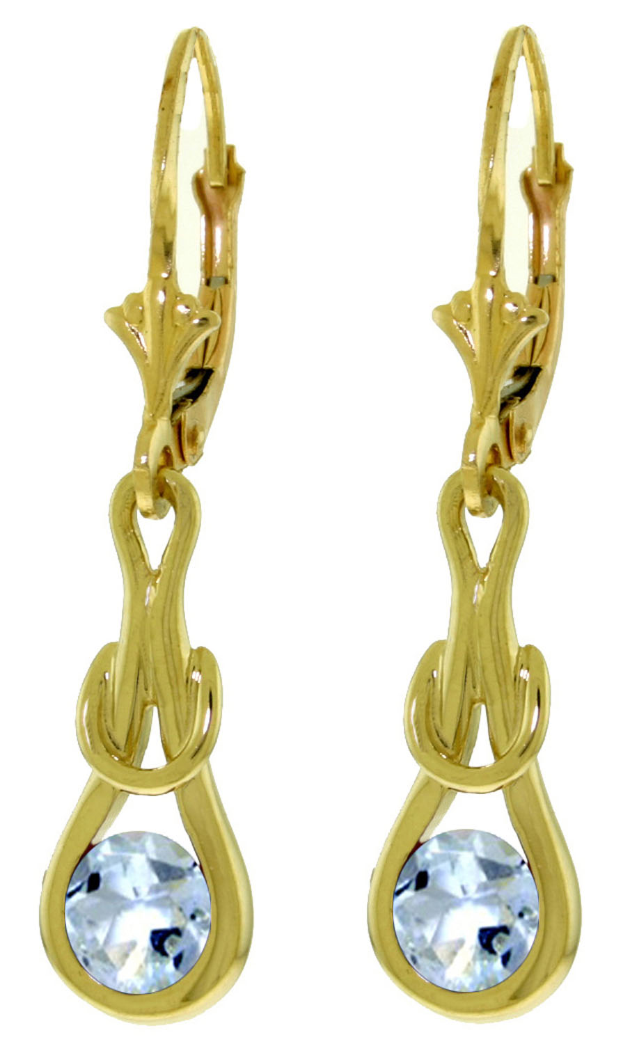 1.3 CTW 14K Solid Gold Leverback Earrings Natural Aquamarine