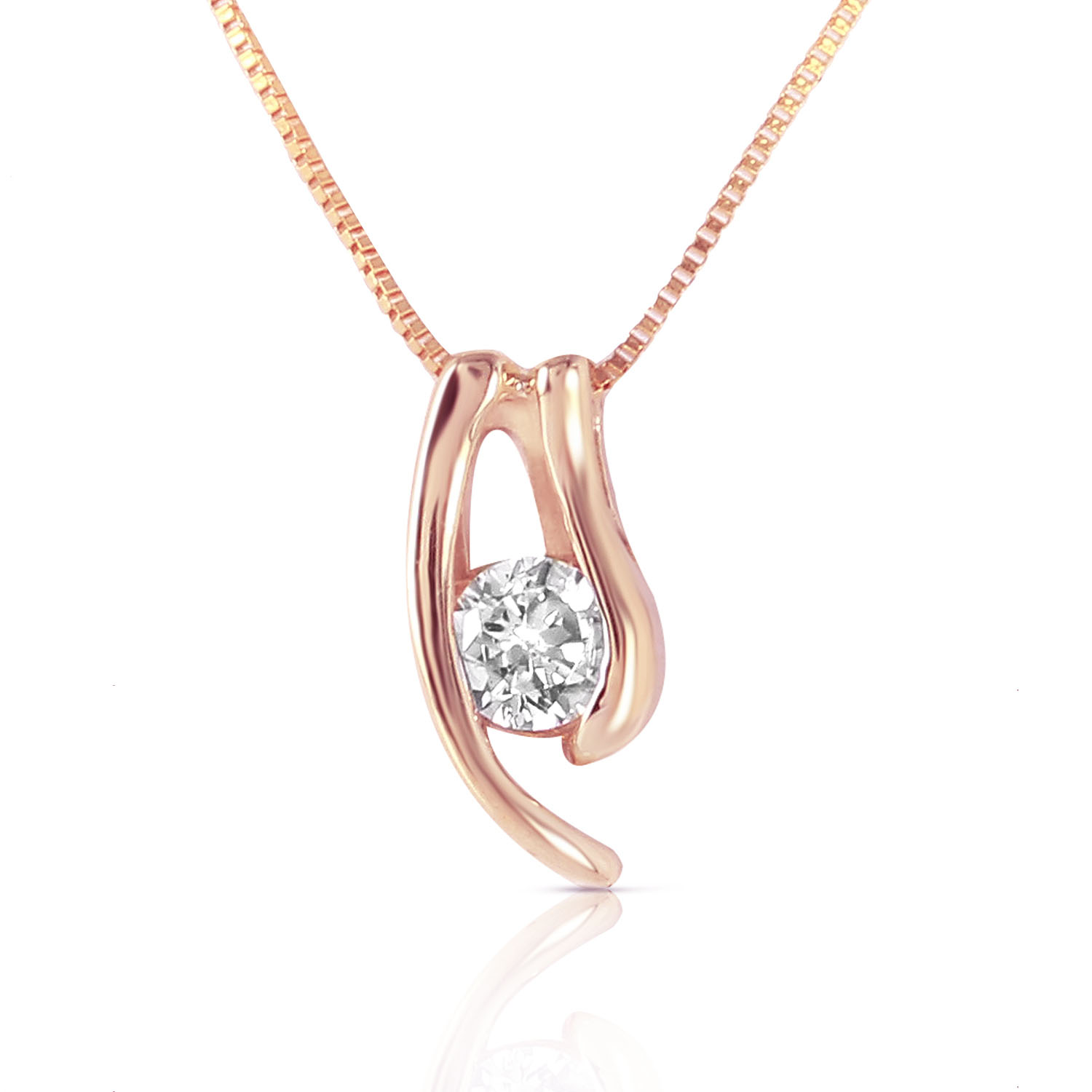 14K Solid Rose Gold Necklace with Natural 0.15 CTW Diamond