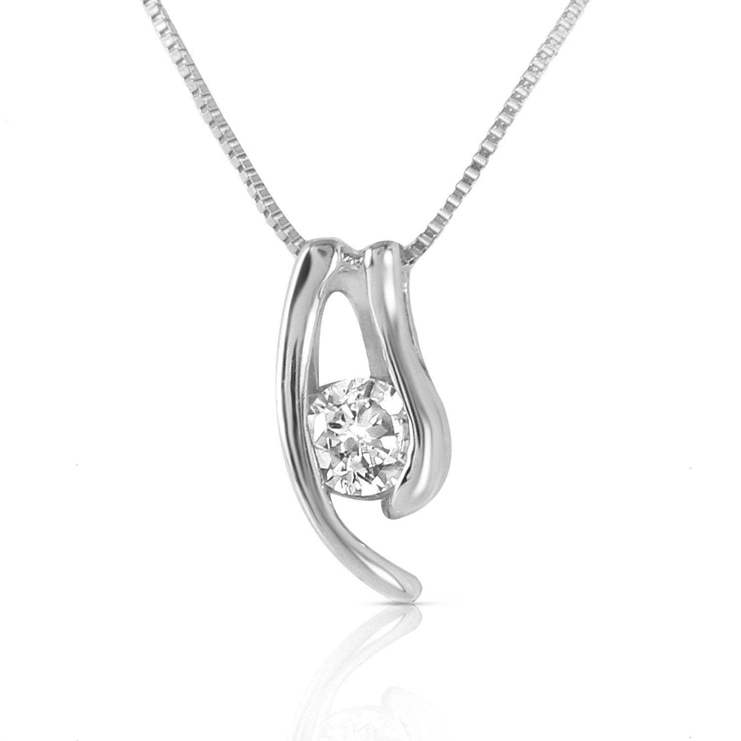0.15 CTW 14K Solid White Gold Necklace Natural 0.15 CTW Diamond