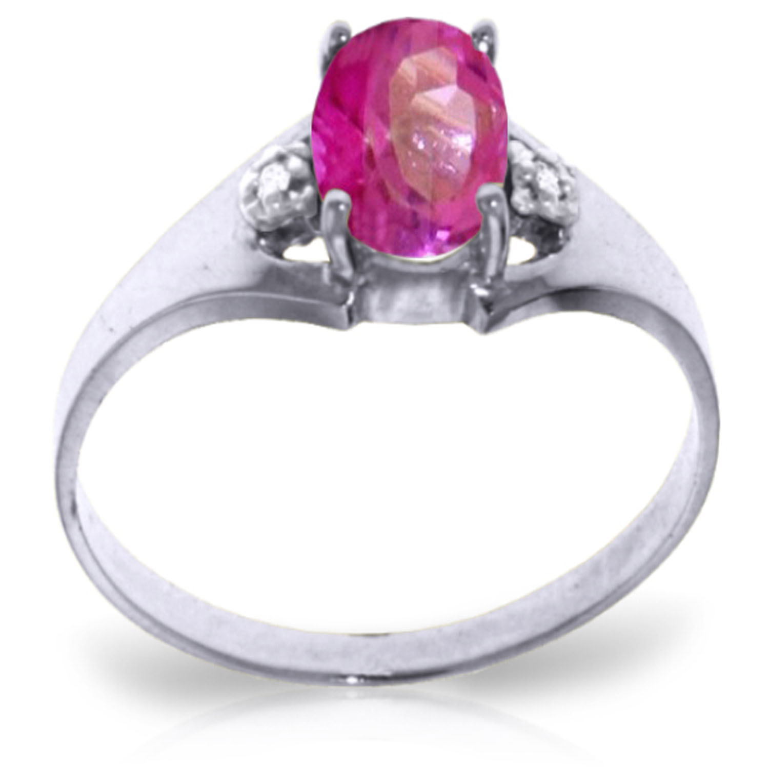 0.76 CTW 14K Solid White Gold Flip And Direct Pink Topaz Diamond Ring