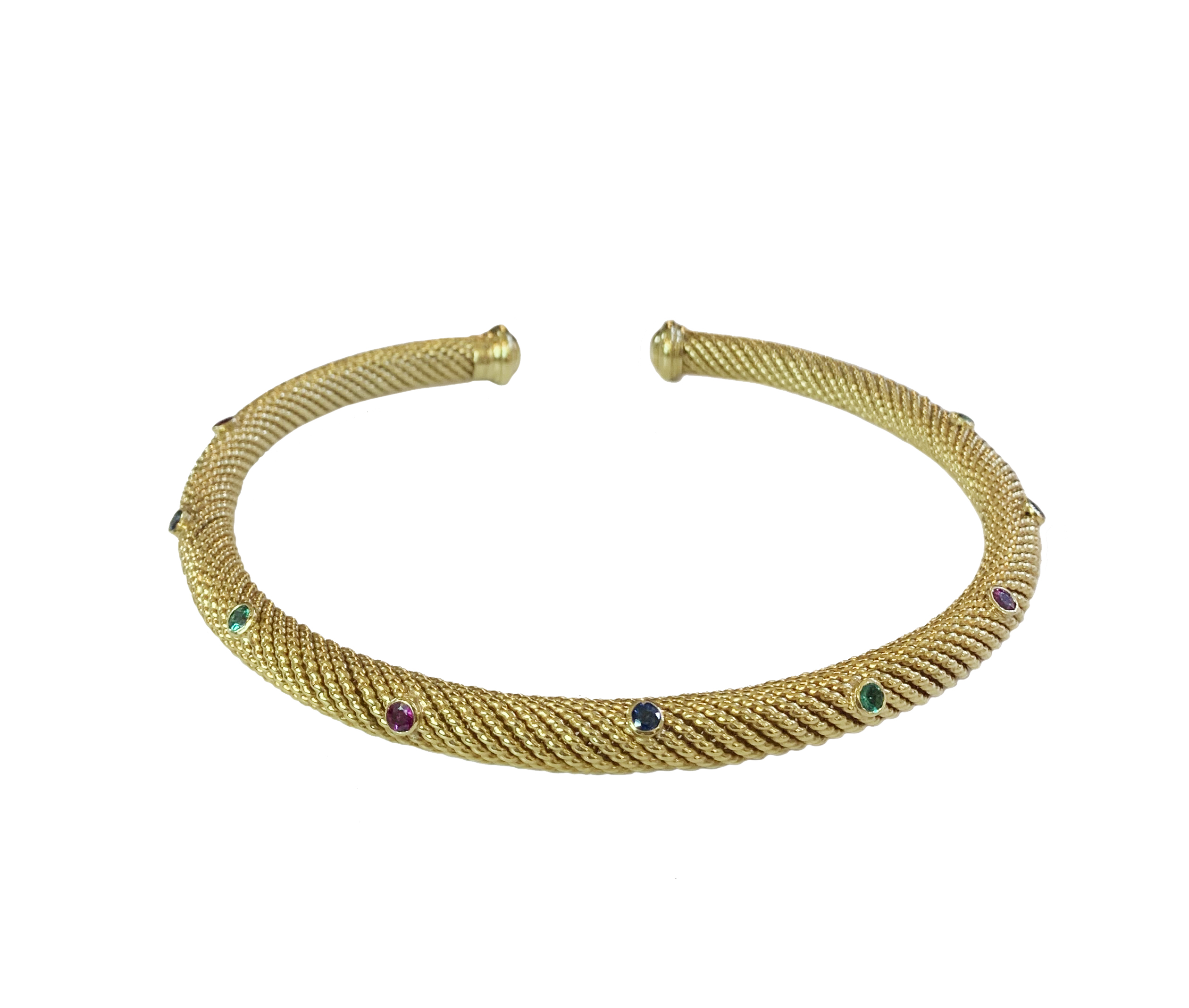 Vintage David Yurman Yellow Gold Choker Necklace with Stones