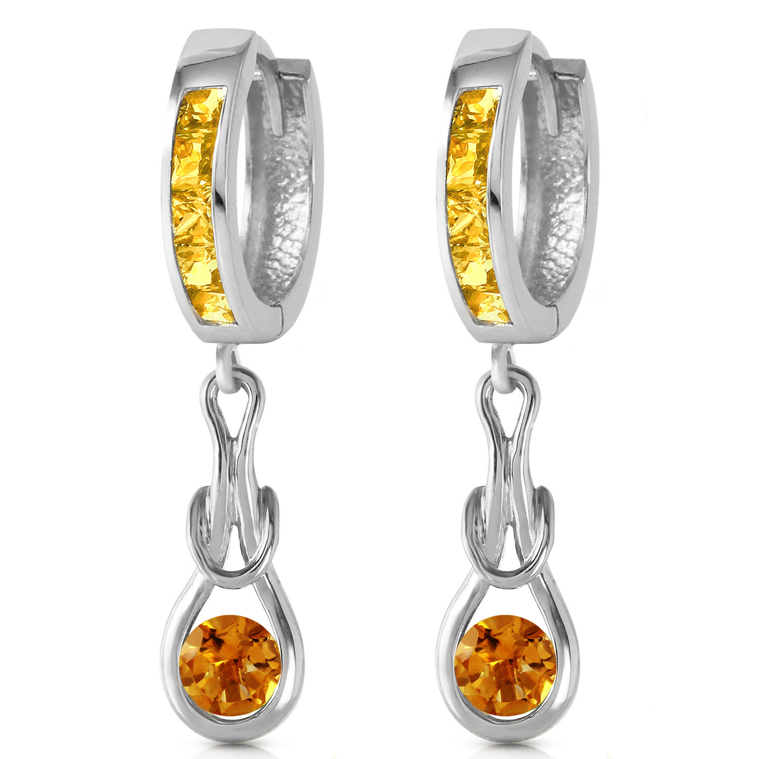 2 CTW 14K Solid White Gold Familiarity Citrine Earrings