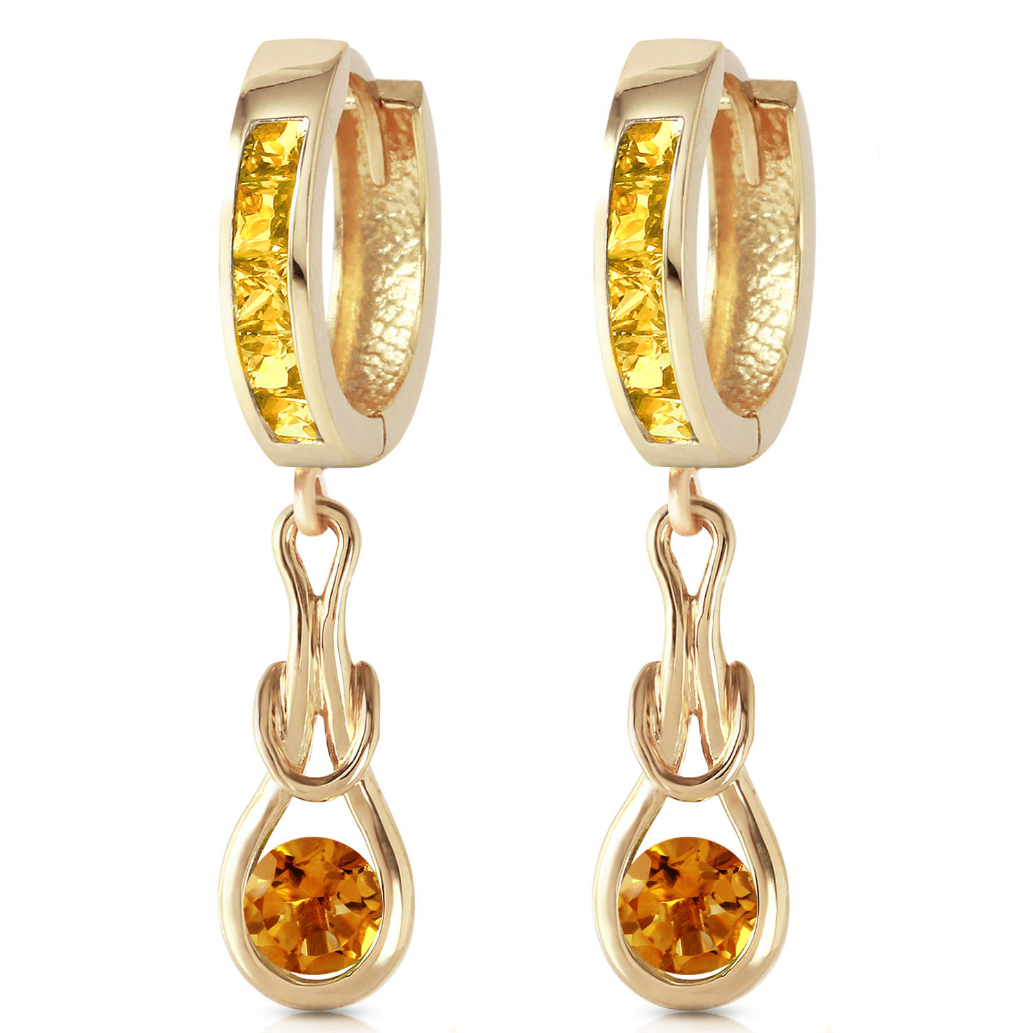2 CTW 14K Solid Gold Love Knot Citrine Earrings