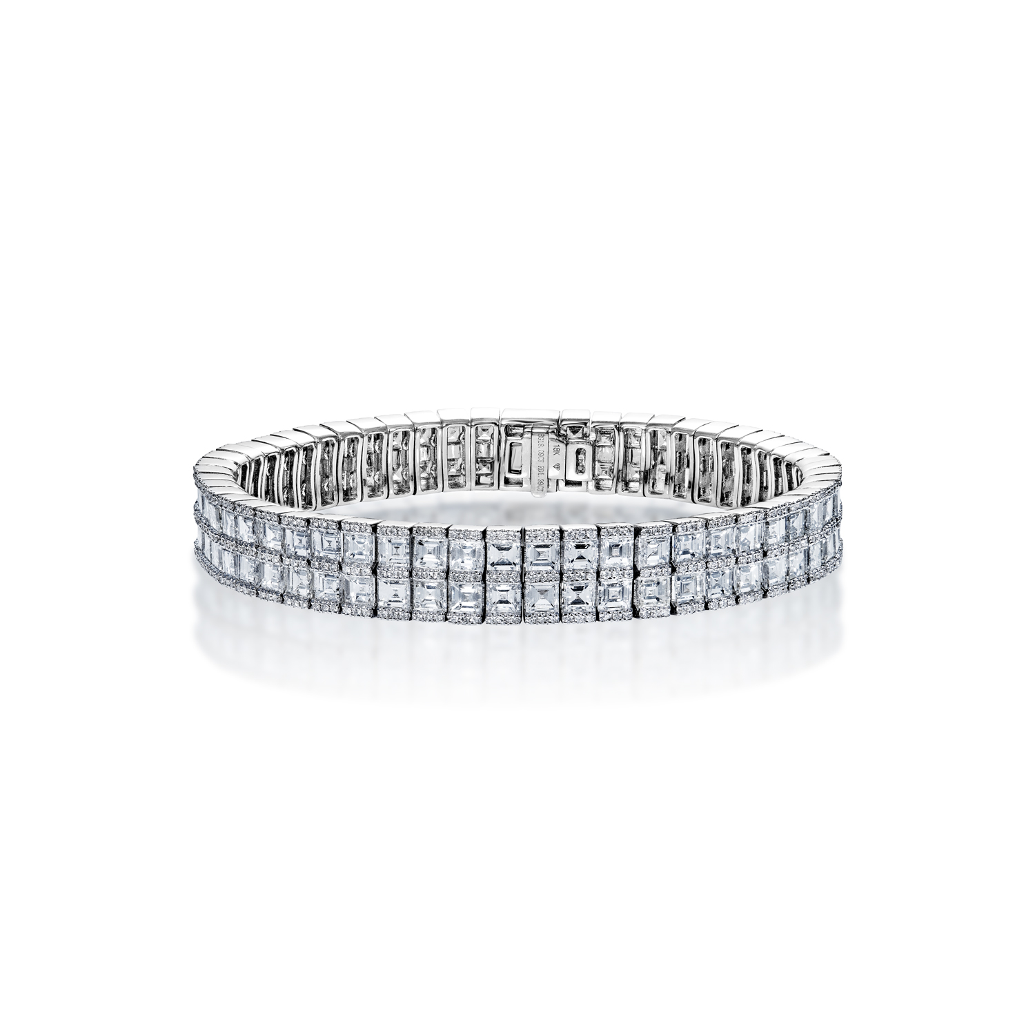 Carre 19 Carats Combine Mixed Shape Diamond Double Row Bracelet in 18k White Gold