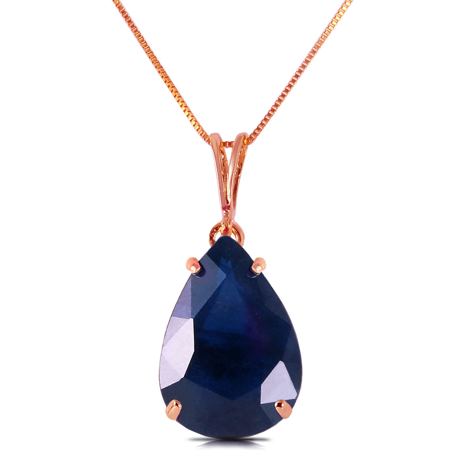 4.65 CTW 14K Solid Rose Gold Teardrop Sapphire Necklace