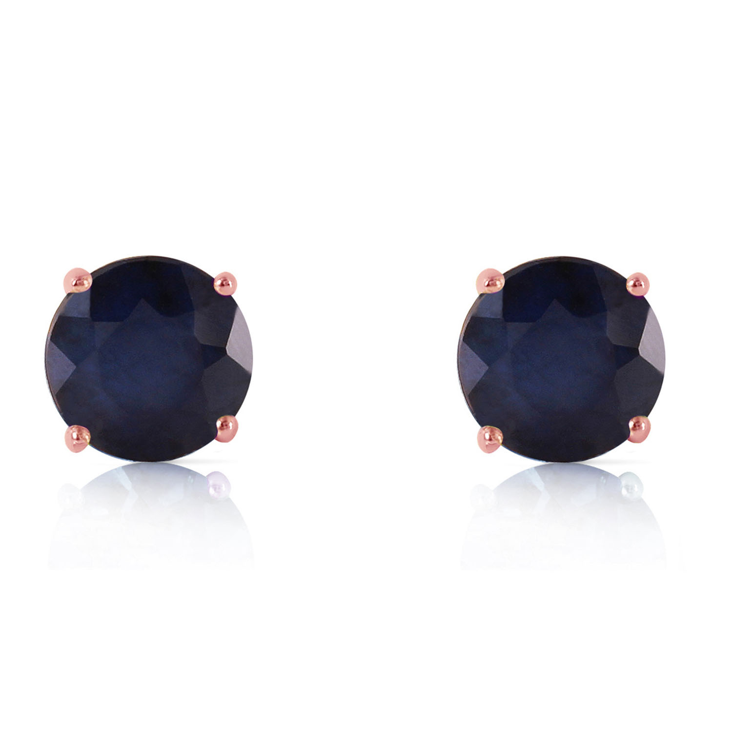 14K Solid Rose Gold Stud Earrings with Natural Sapphires