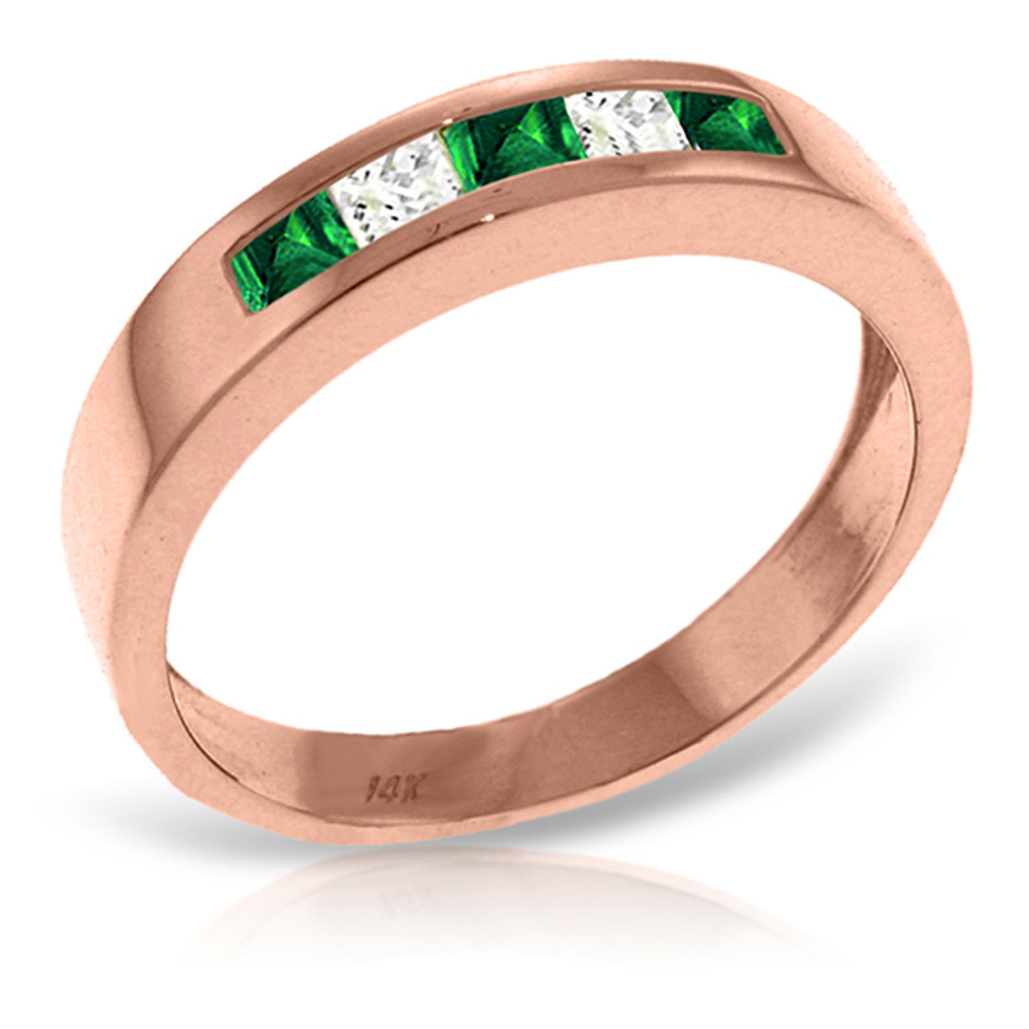 14K Solid Rose Gold Rings with Natural Emeralds  Rose Topaz