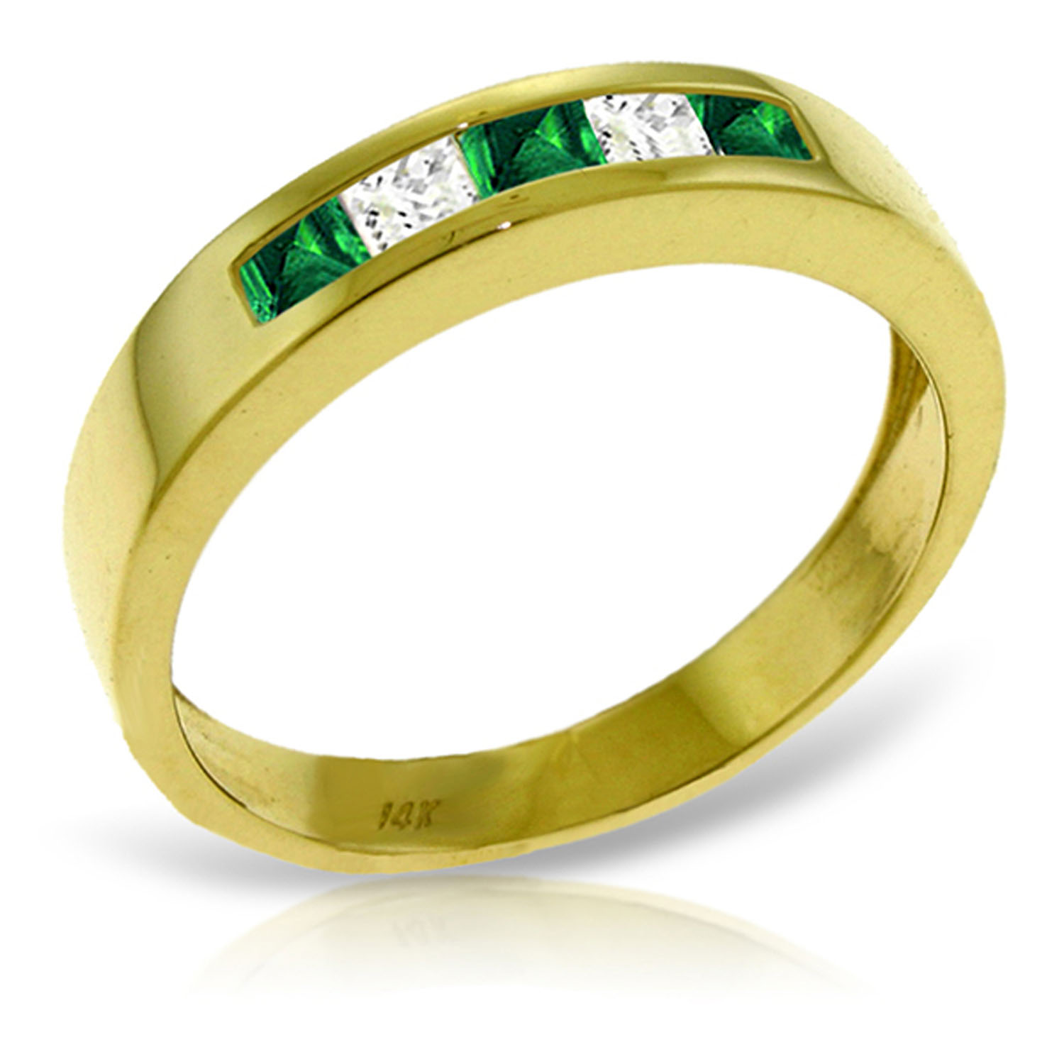 0.63 CTW 14K Solid Gold Rings Natural Emerald White Topaz