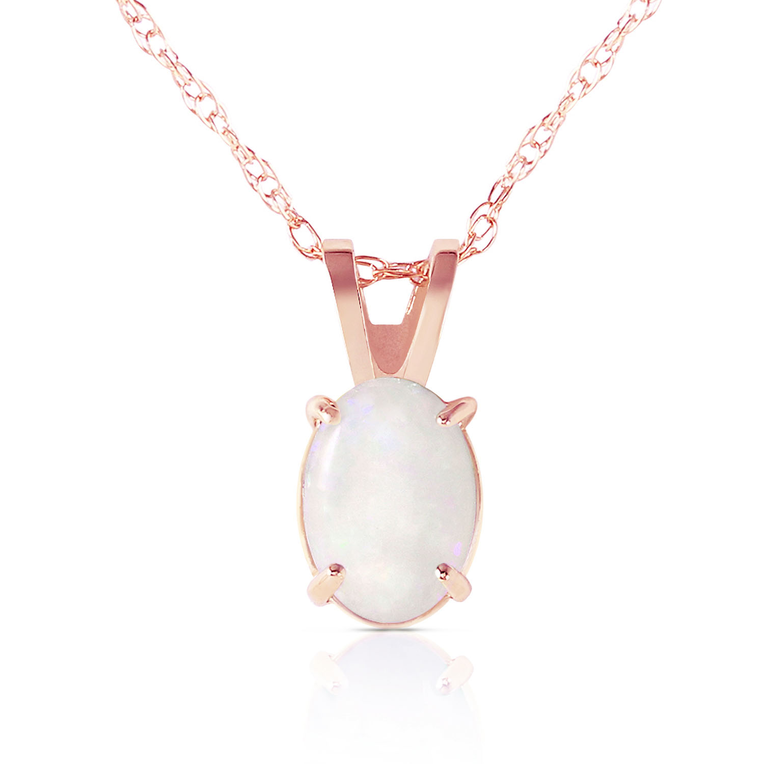 0.45 CTW 14K Solid Rose Gold Solitaire Opal Necklace