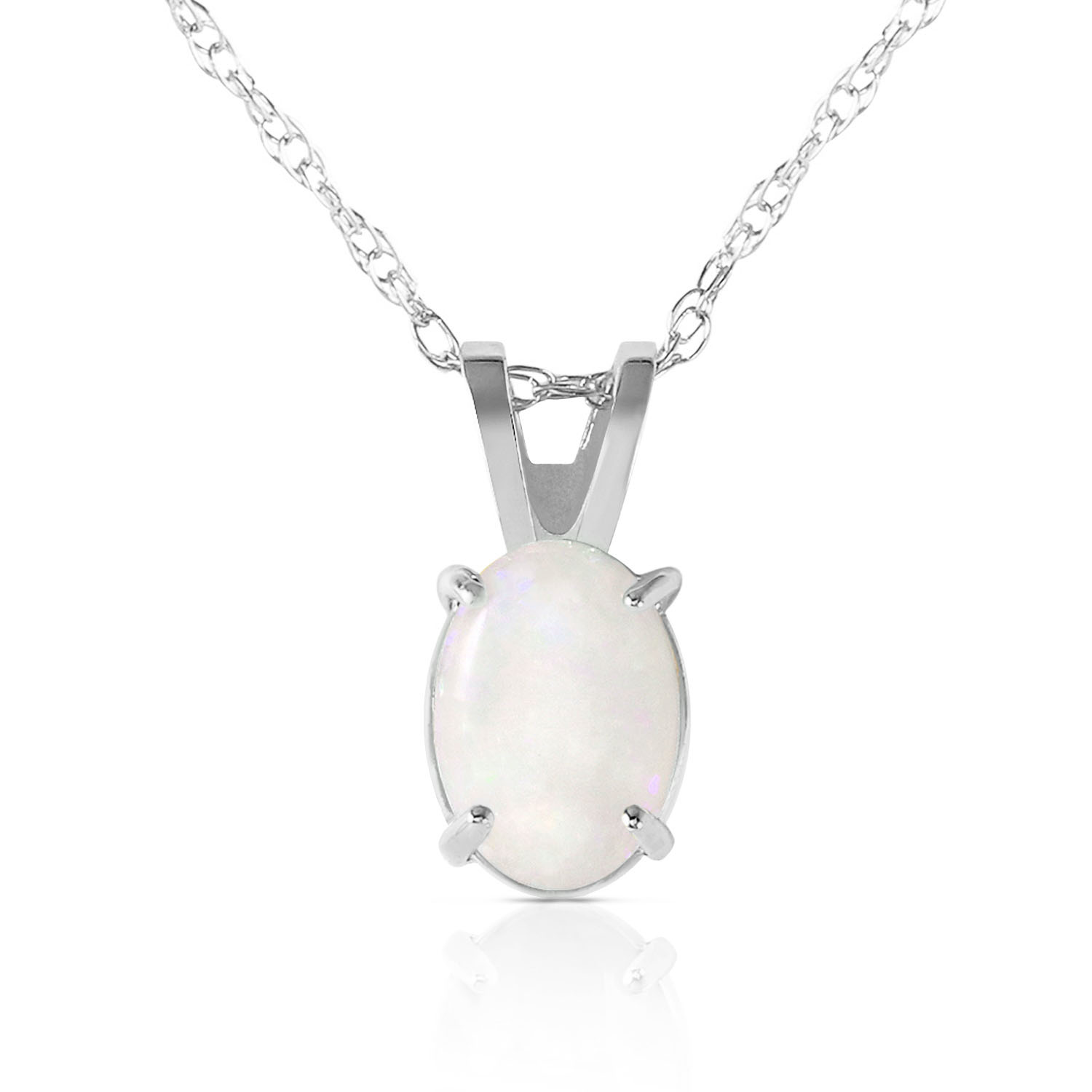 0.45 CTW 14K Solid White Gold At Your Best Opal Necklace