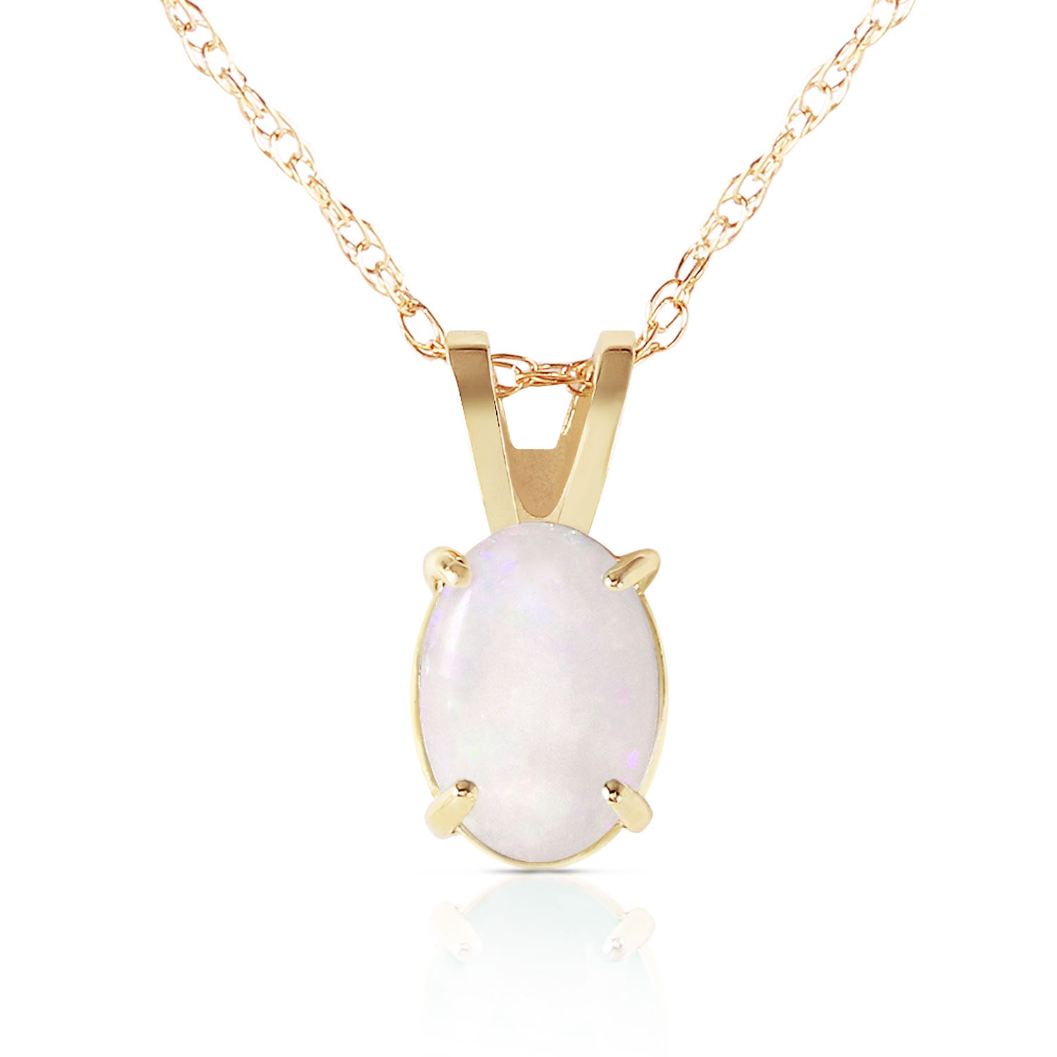 0.45 CTW 14K Solid Gold Floating In Clowds Opal Necklace